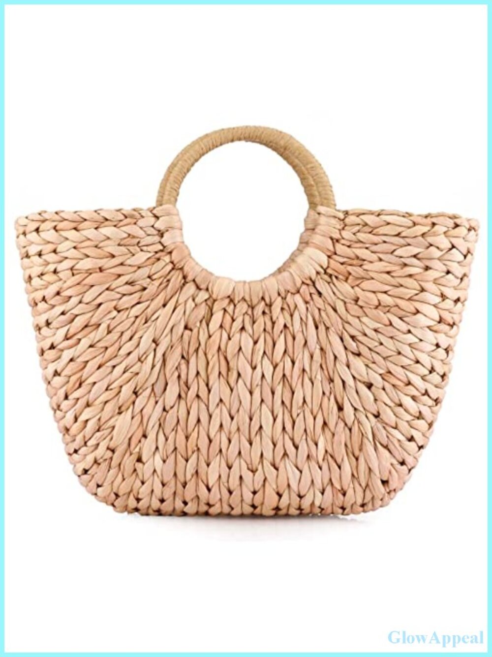 Handwoven Straw Tote Bag Summer Beach Rattan Top-Handle Purse